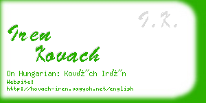 iren kovach business card